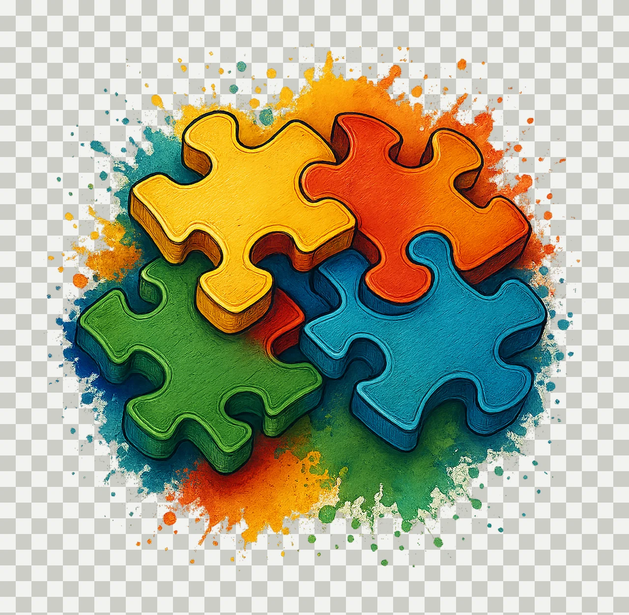 Autism Puzzle Piece Awareness Sublimation Design Hand Drawn transparency and detail preview thumbnail
