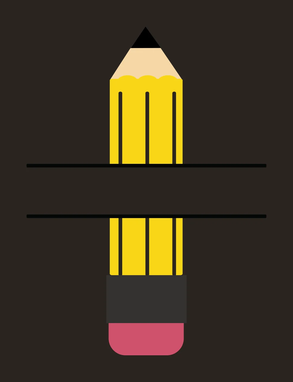 Pencil With Eraser And Split Bar In Yellow stationery contrast preview thumbnail