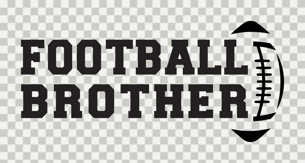 FOOTBALL BROTHER Football sibling support Design with text and sporty collegiate in black and white transparency and detail preview thumbnail