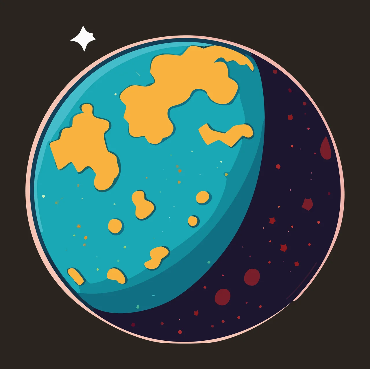 Space Planet Earth Crescent Outline Silhouette star minimalist line contrast preview thumbnail
