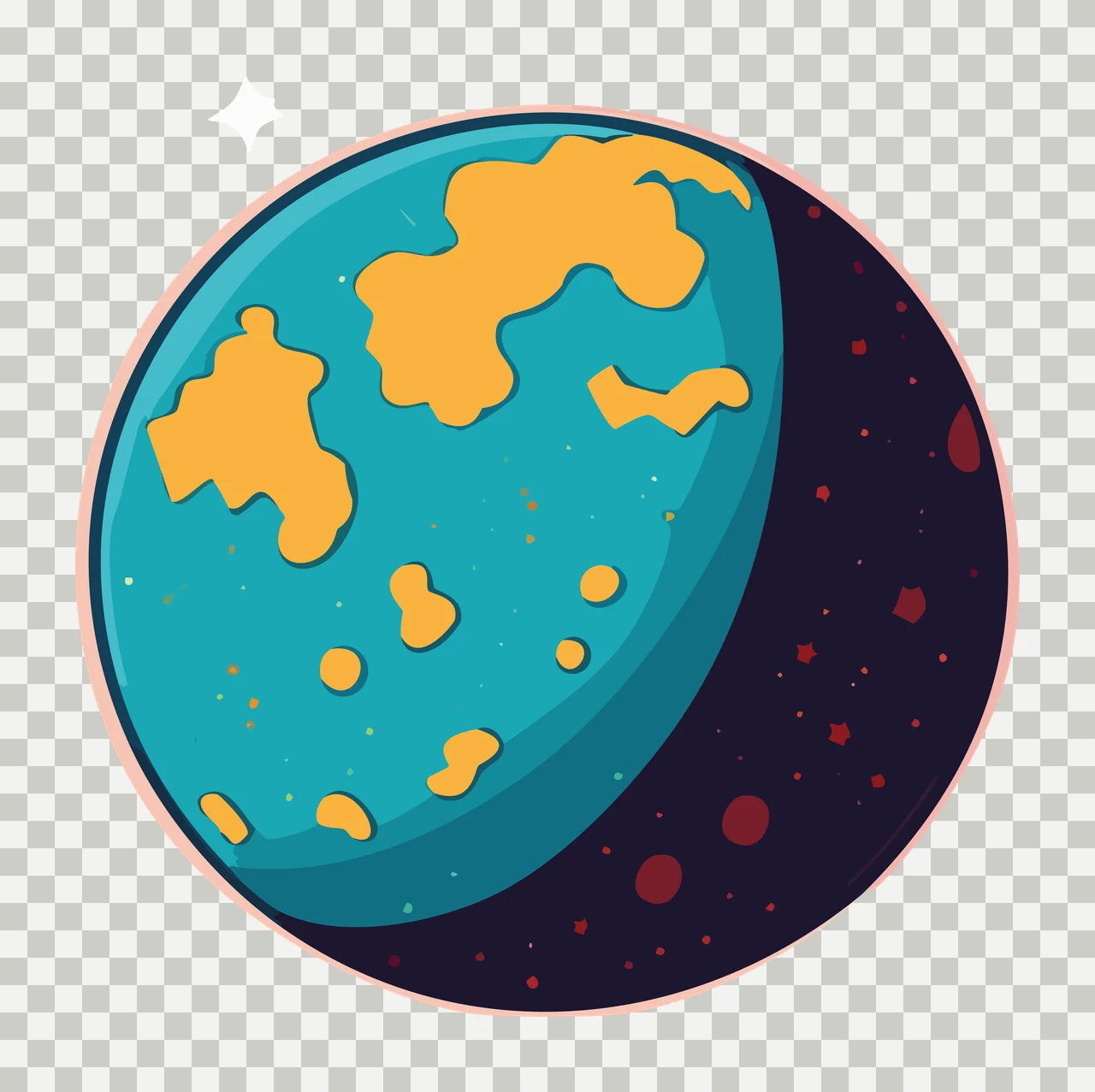 Space Planet Earth Crescent Outline Silhouette star minimalist line transparency and detail preview thumbnail