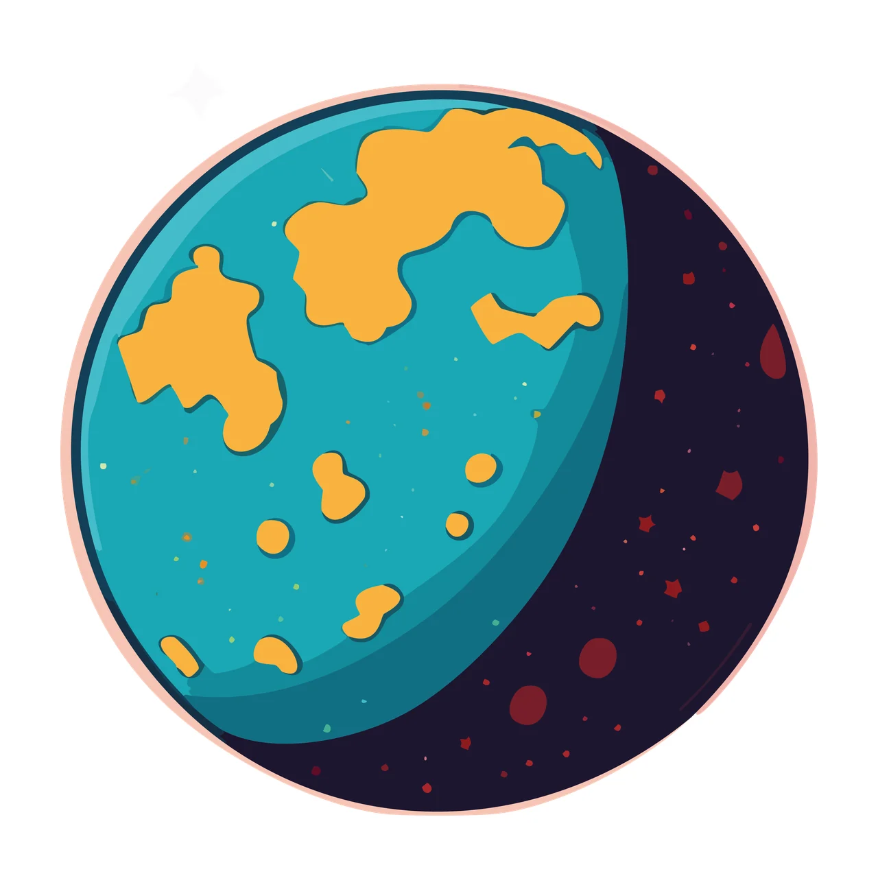 Space Planet Earth Crescent Outline Silhouette star minimalist line