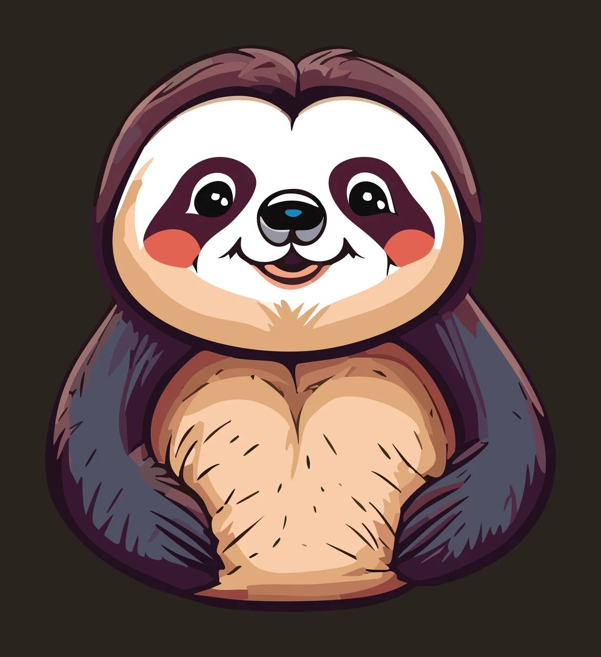 Animal Curled Sloth Silhouette Graphic fur black white plain contrast preview thumbnail