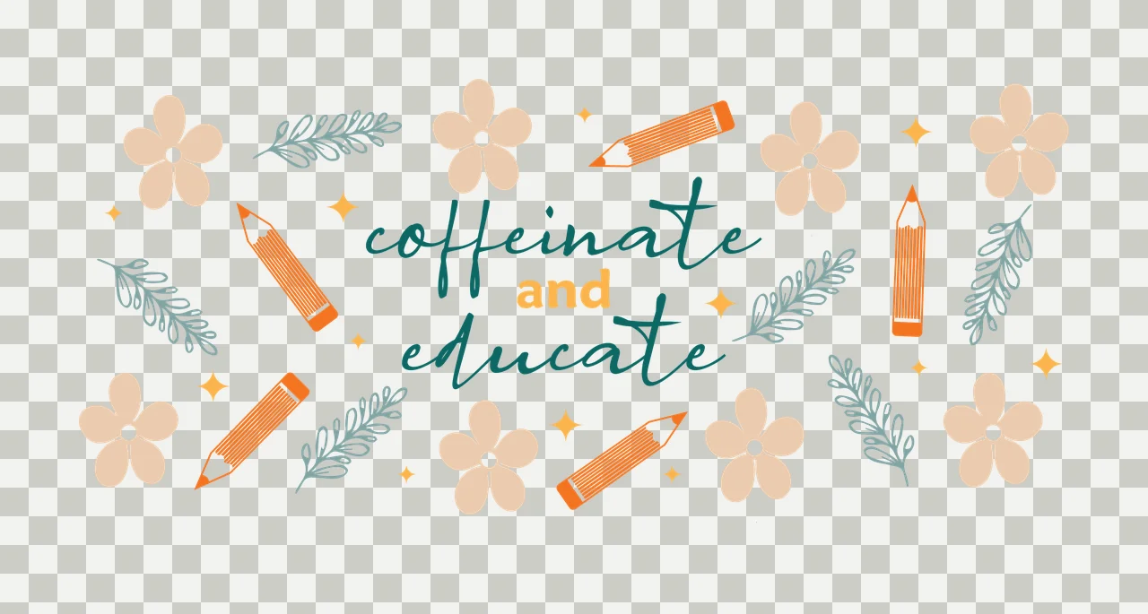 Can Glass Wrap Coffeinate And Educate With Pencil decorated transparency and detail preview thumbnail