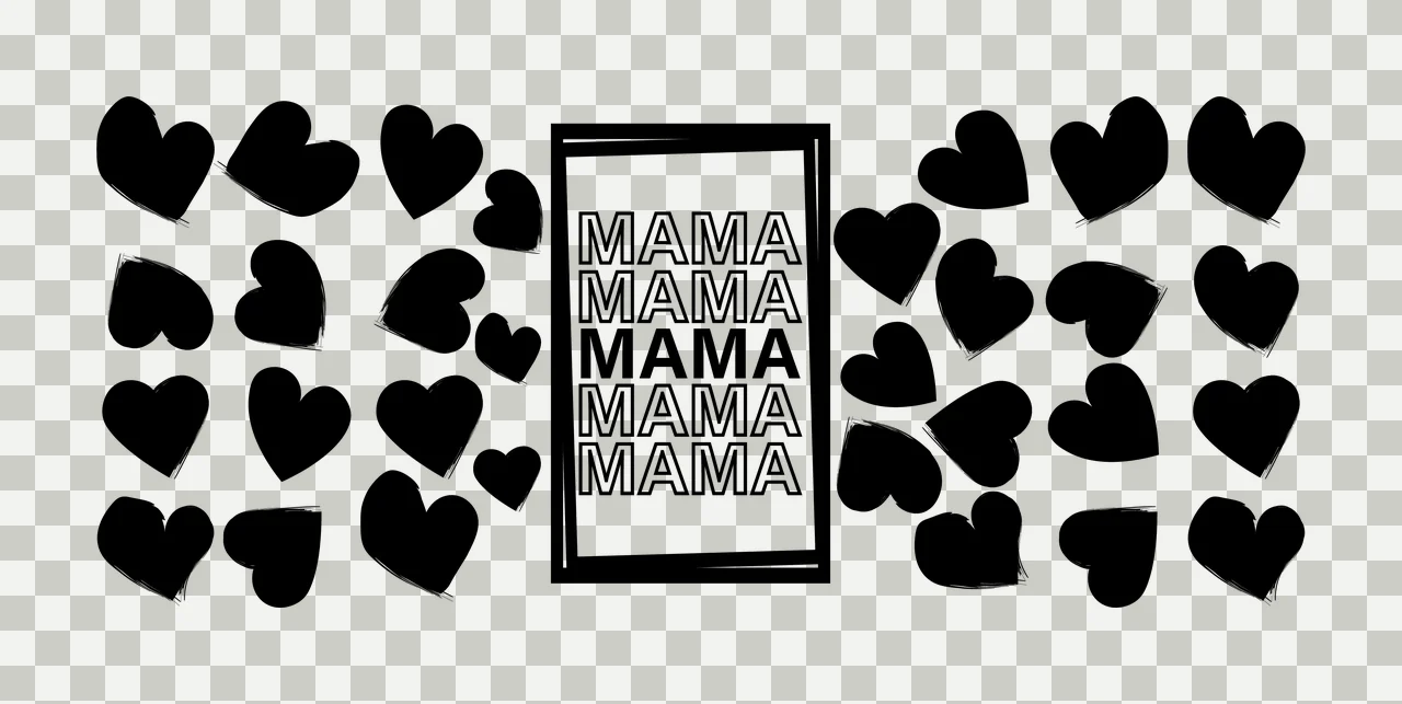 Can Glass Wrap Mama Mama Mama Mama Mama text with hearts decorating transparency and detail preview thumbnail