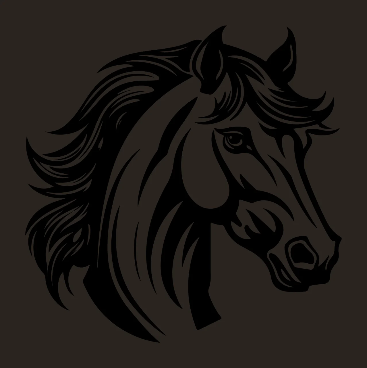 Horse Head Profile Black Silhouette standing white plain animal contrast preview thumbnail