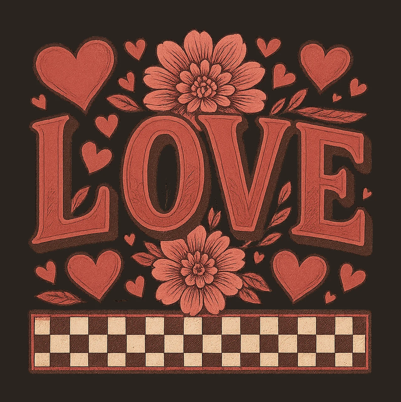 Varsity Checkered Love Distressed Valentine Design contrast preview thumbnail