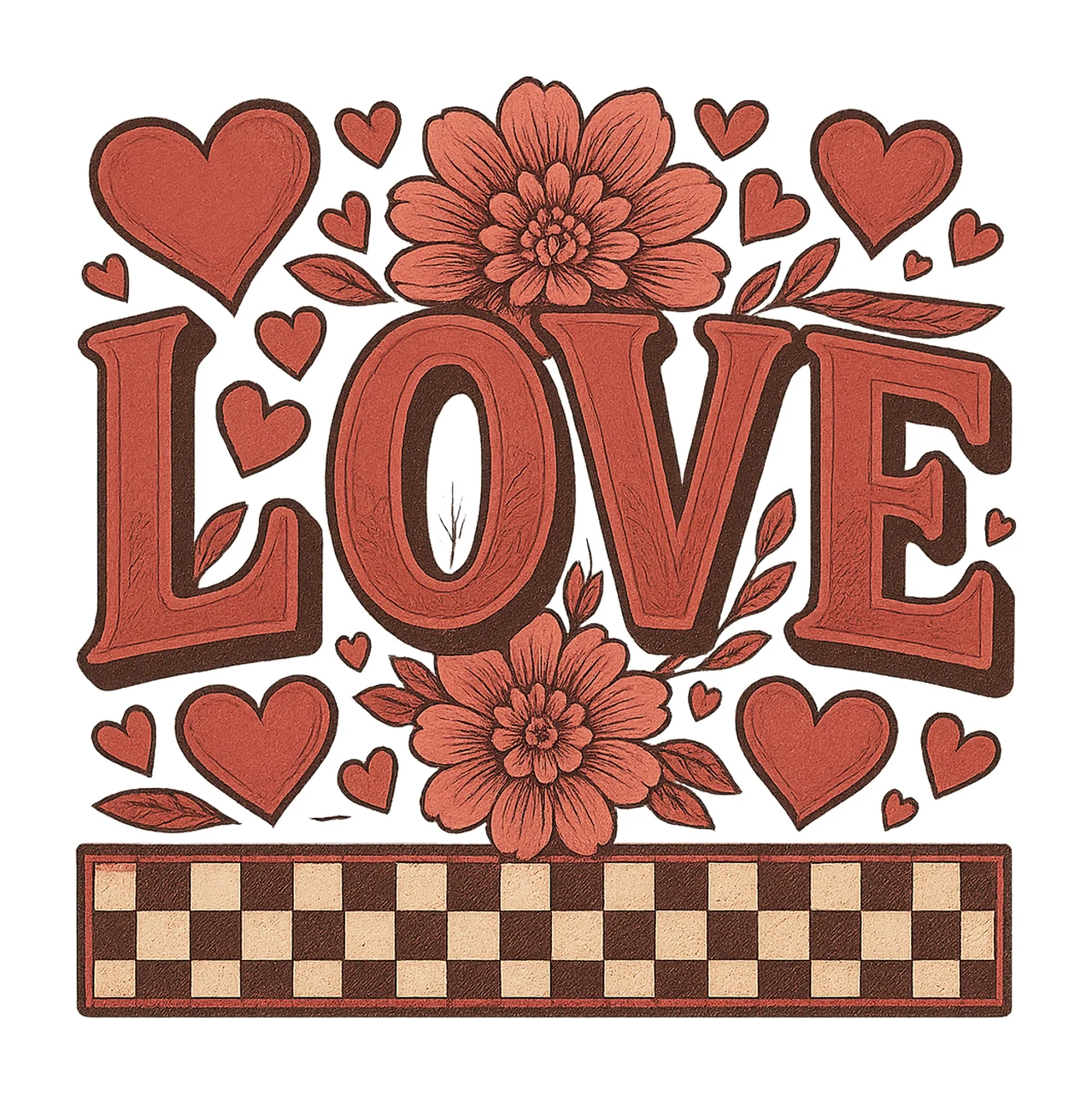 Varsity Checkered Love Distressed Valentine Design