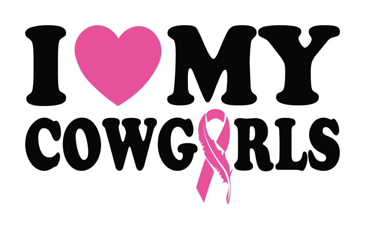 I Heart I My Cowgirls Love Text ribbon typography black cowgirl