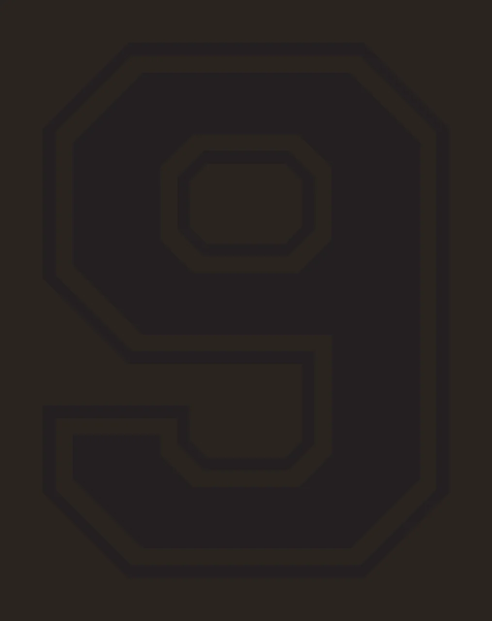9 Number Design with block lettering, double outline, varsity and geometric shapes in black and white contrast preview thumbnail