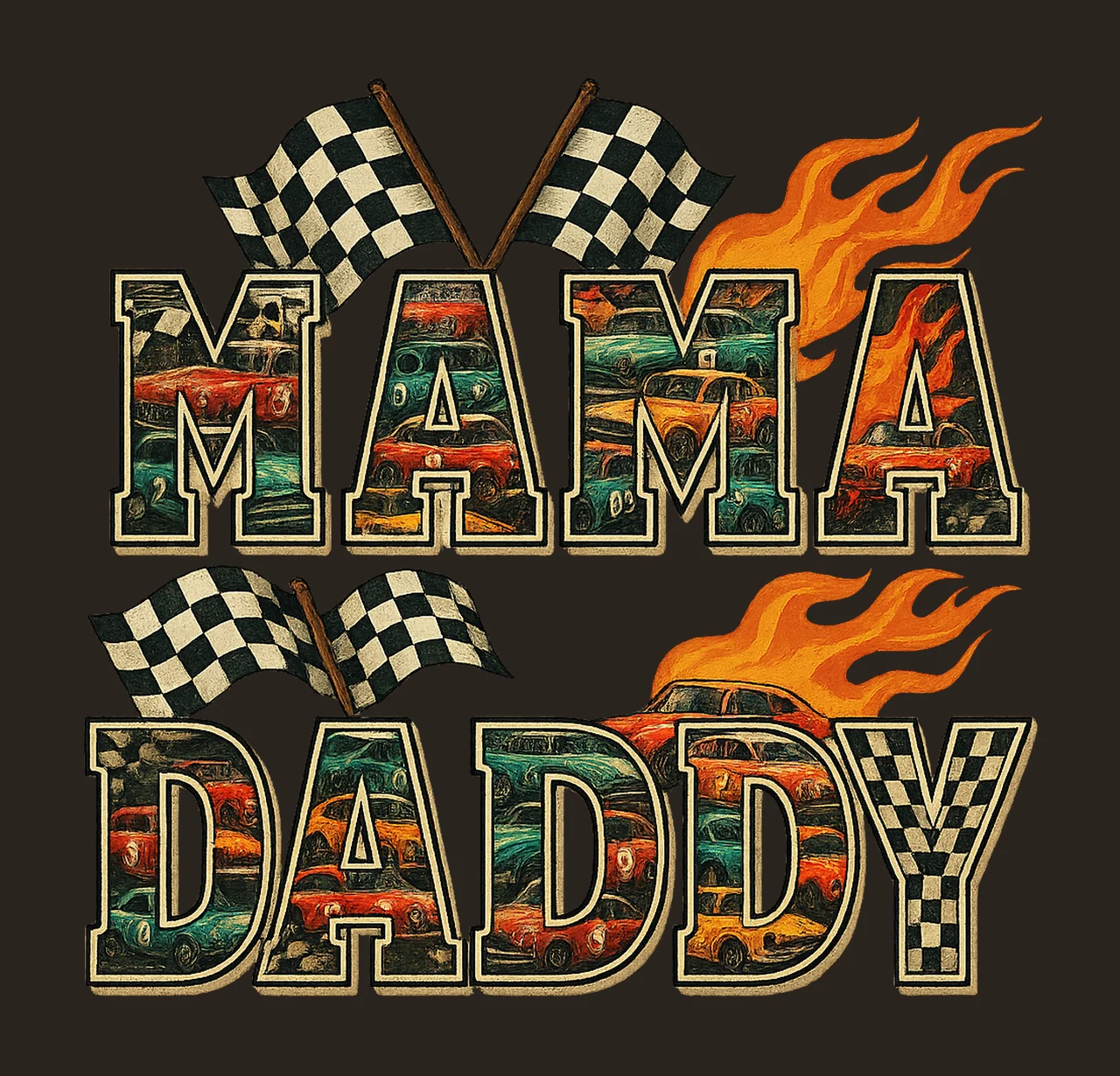 Monster Truck Daddy and Mama Fire Truck Design Baby Shower contrast preview thumbnail
