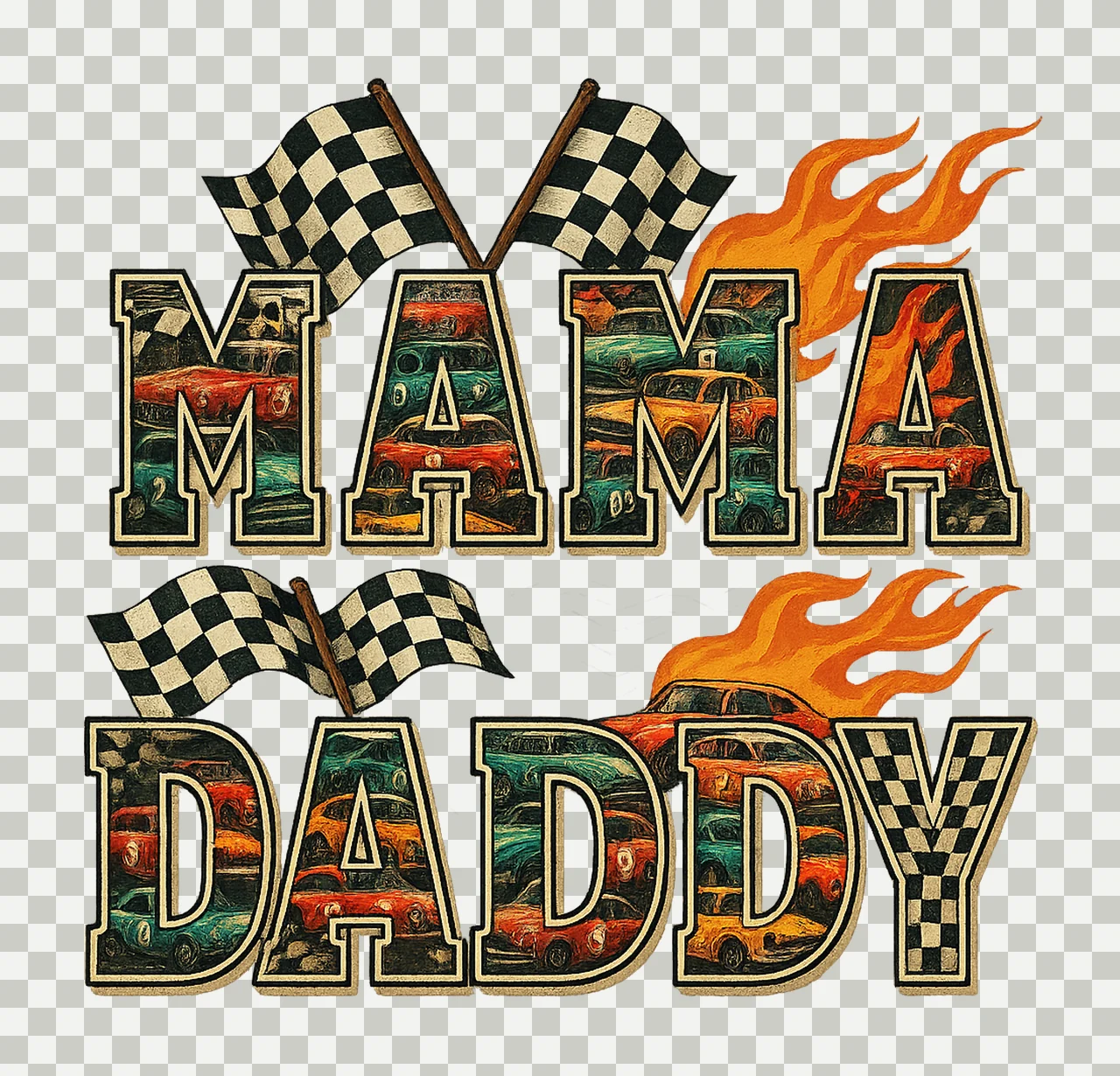 Monster Truck Daddy and Mama Fire Truck Design Baby Shower transparency and detail preview thumbnail