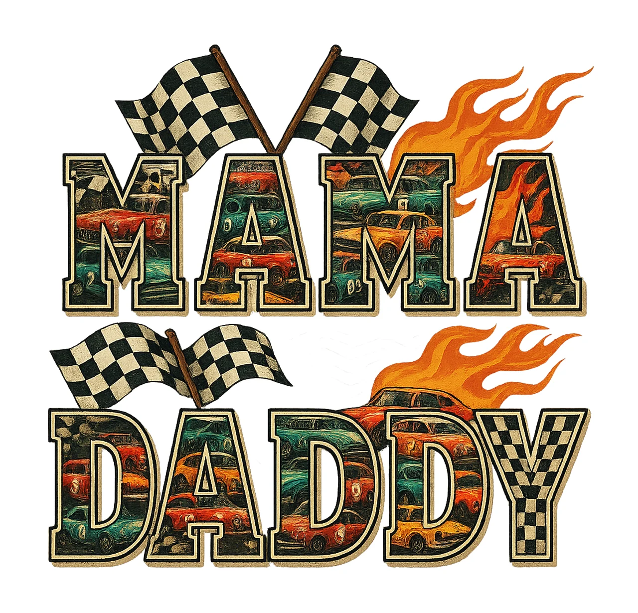 Monster Truck Daddy and Mama Fire Truck Design Baby Shower