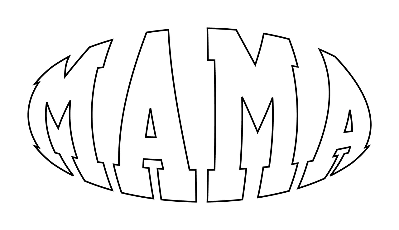 Mama Text Curving With Oval Outline And Typography