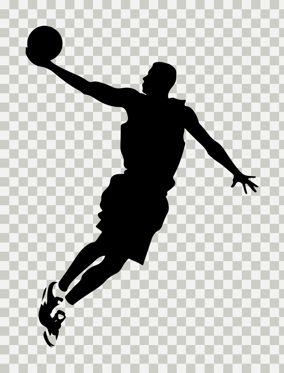 Player Basketball Jumping Black Silhouette ball white sports transparency and detail preview thumbnail