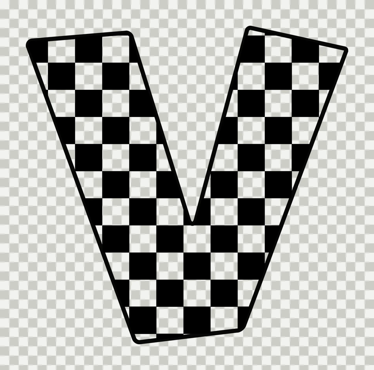 Can Glass Wrap Letter V Patterning With Checkered transparency and detail preview thumbnail