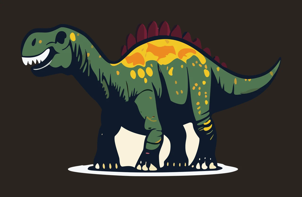 Dinosaur Spiny Silhouette In Profile View stand flat black contrast preview thumbnail
