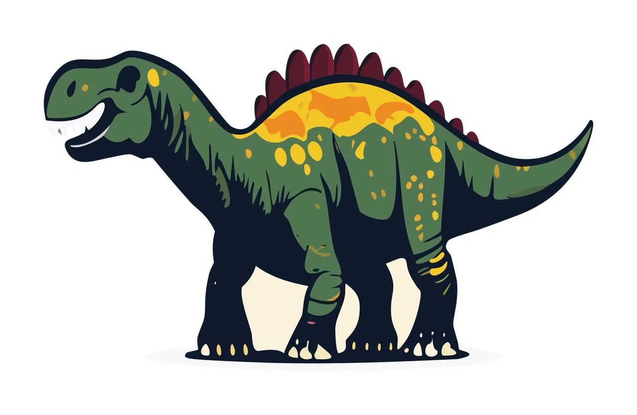 Dinosaur Spiny Silhouette In Profile View stand flat black