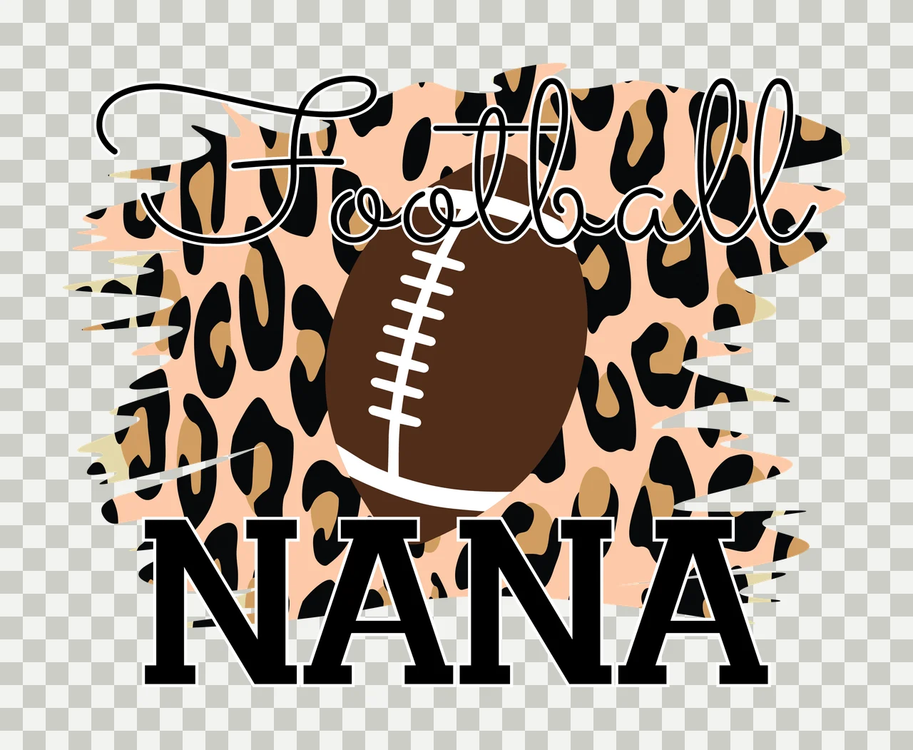 Nana Text Over Leopard Print Brushstroke lettering and silhouette transparency and detail preview thumbnail