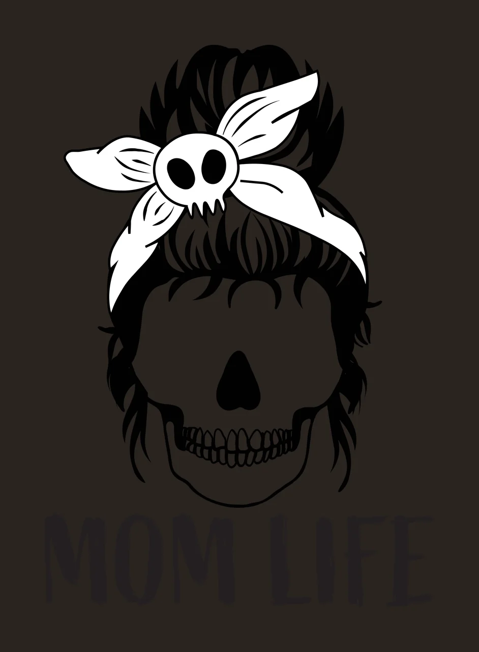 Keychain Mom Life Skull With Messy Bun wearing sunglasses hair tie contrast preview thumbnail