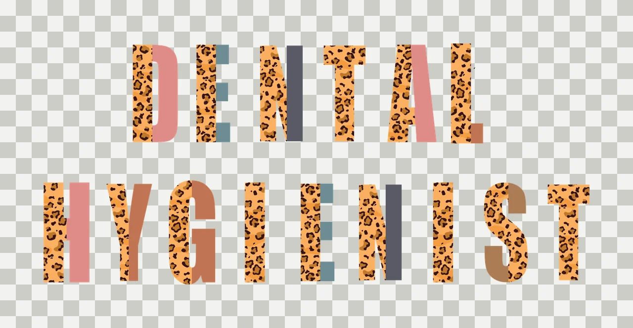 DENTAL HYGIENIST Typography Design with split letters, leopard print and solid colors in tan, black and pink transparency and detail preview thumbnail