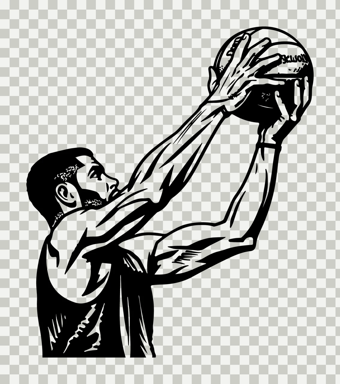 Player Basketball Holding Ball Up silhouette black white plain transparency and detail preview thumbnail