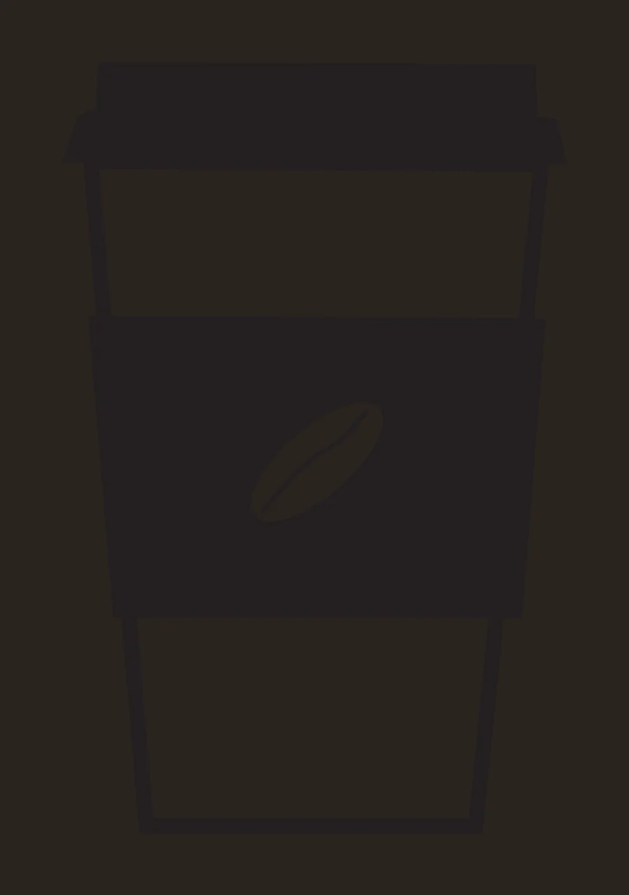 Silhouette Design of Black and white coffee cup with lid and bean logo with black sleeve contrast preview thumbnail