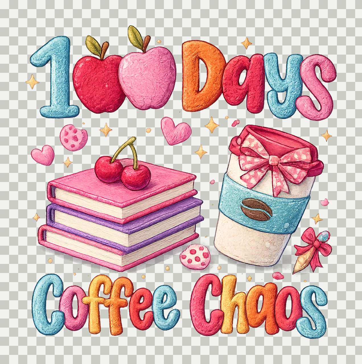 100 Days Coffee 100 Days of School Design Embroidery Style transparency and detail preview thumbnail