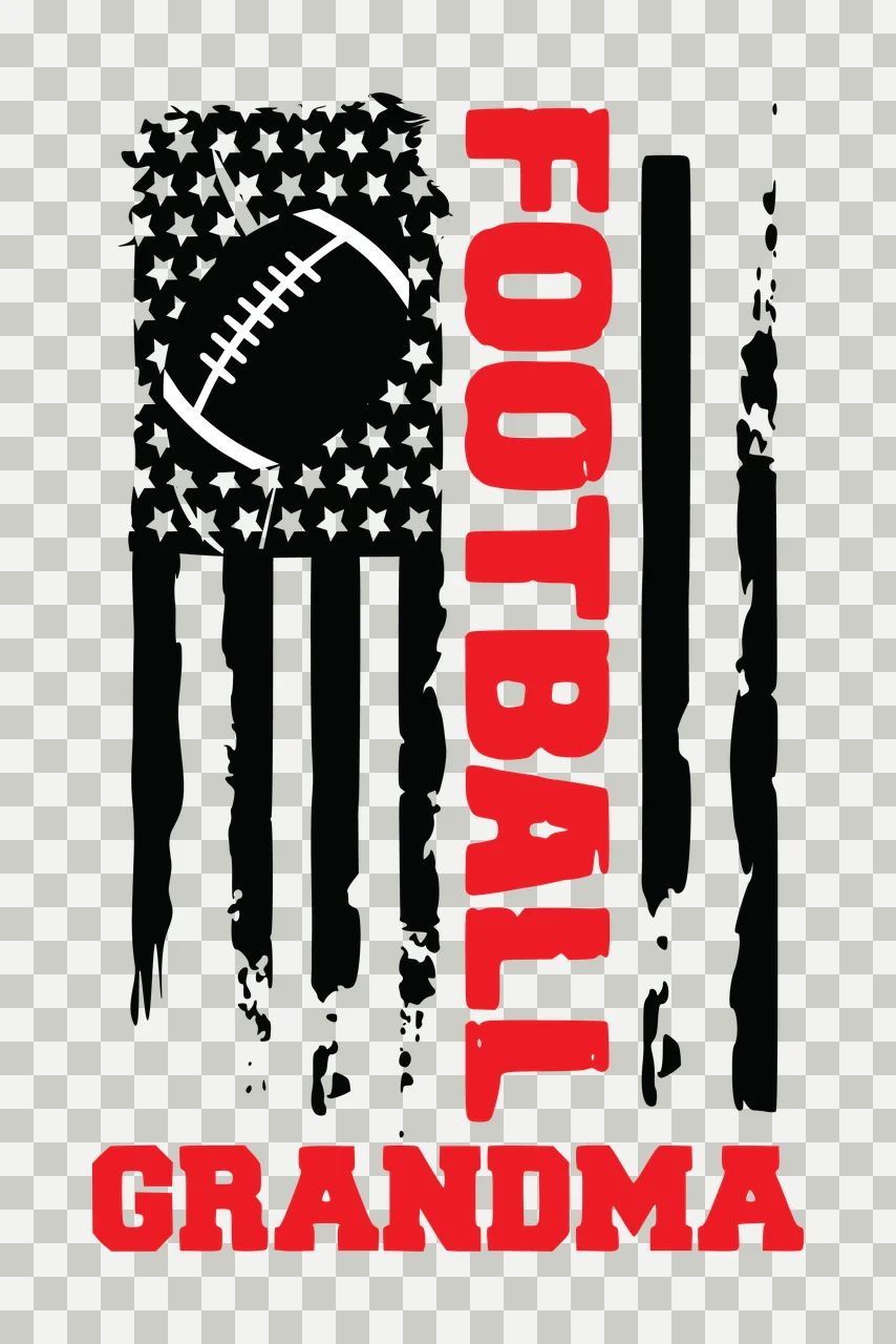 Football Grandma American Flag Graphic and text Vertical Distressed transparency and detail preview thumbnail