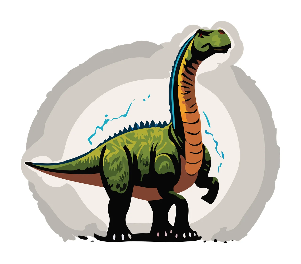 Dinosaur Silhouette In Circular Frame standing trees circle