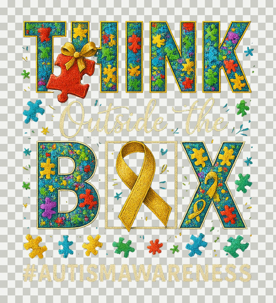 Color Outside the Lines Autism Awareness Puzzle Piece Design transparency and detail preview thumbnail