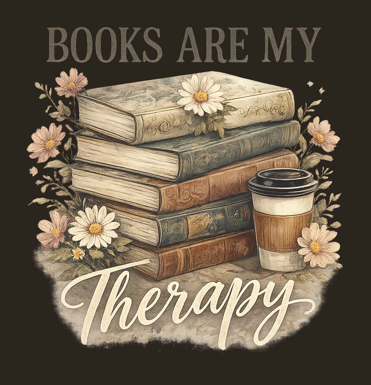 Retro floral book lover sublimation design vintage floral contrast preview thumbnail