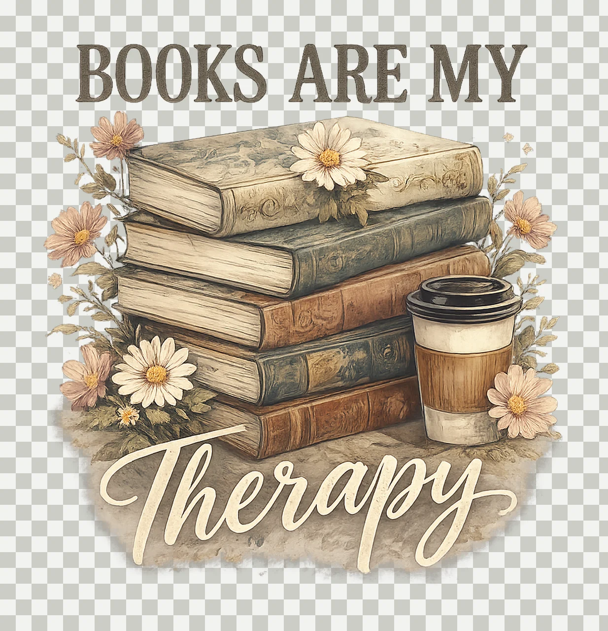 Retro floral book lover sublimation design vintage floral transparency and detail preview thumbnail