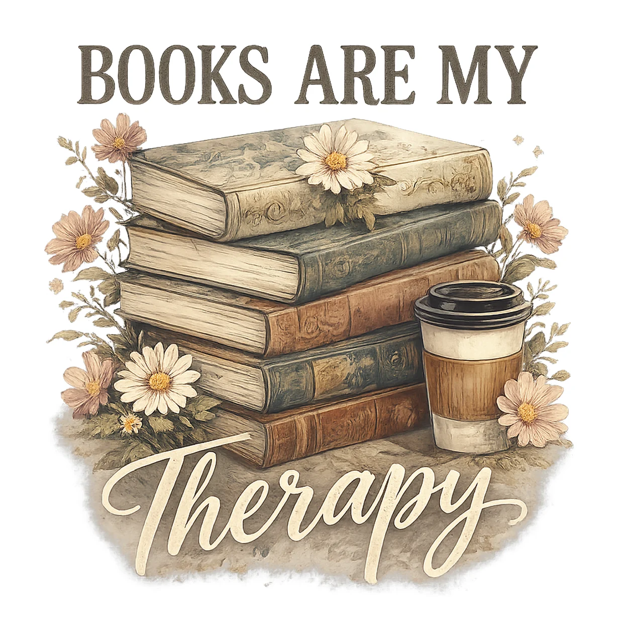 Retro floral book lover sublimation design vintage floral