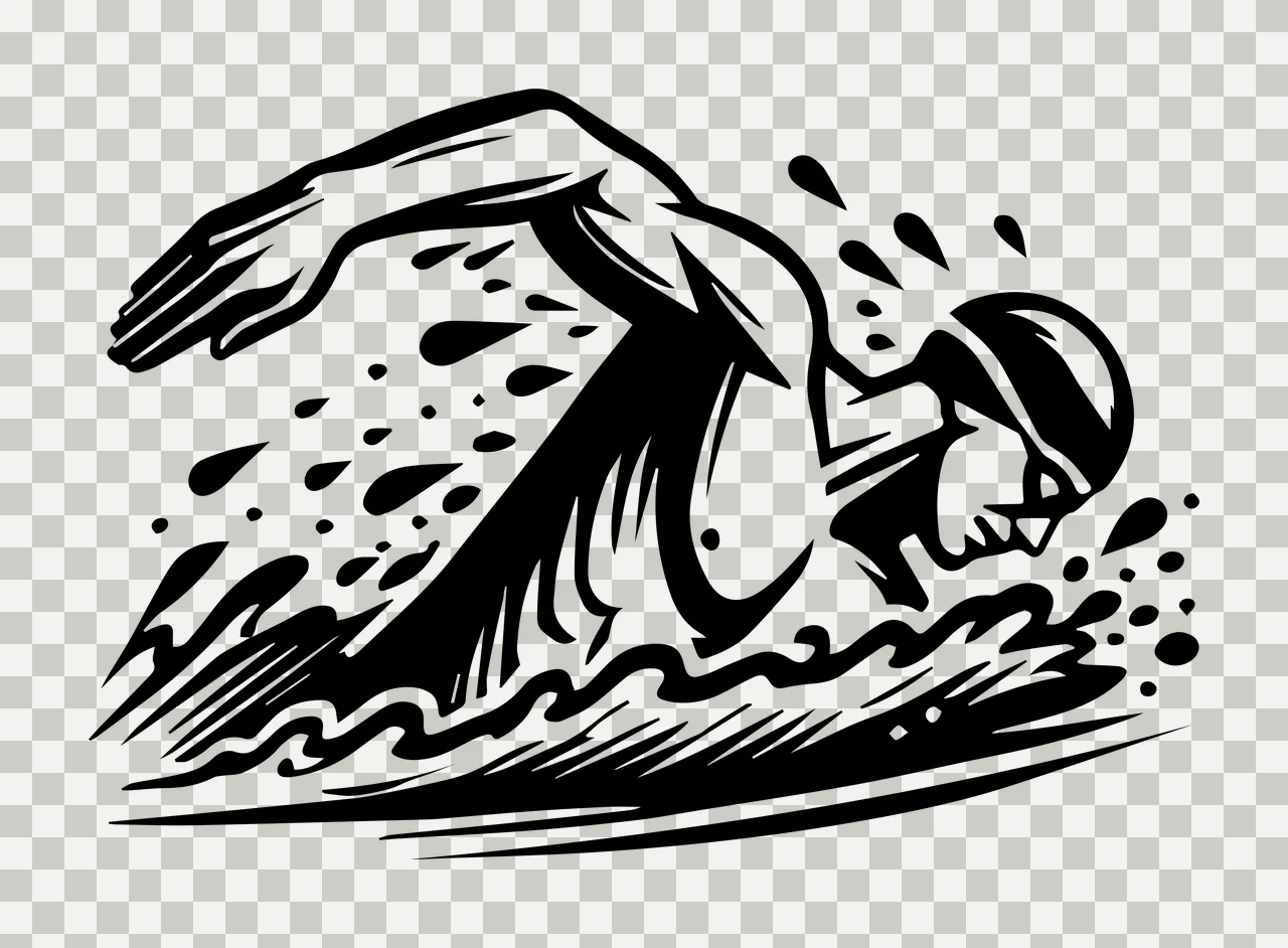 Swimming Swimmer In Motion Black Silhouette Person water goggles transparency and detail preview thumbnail