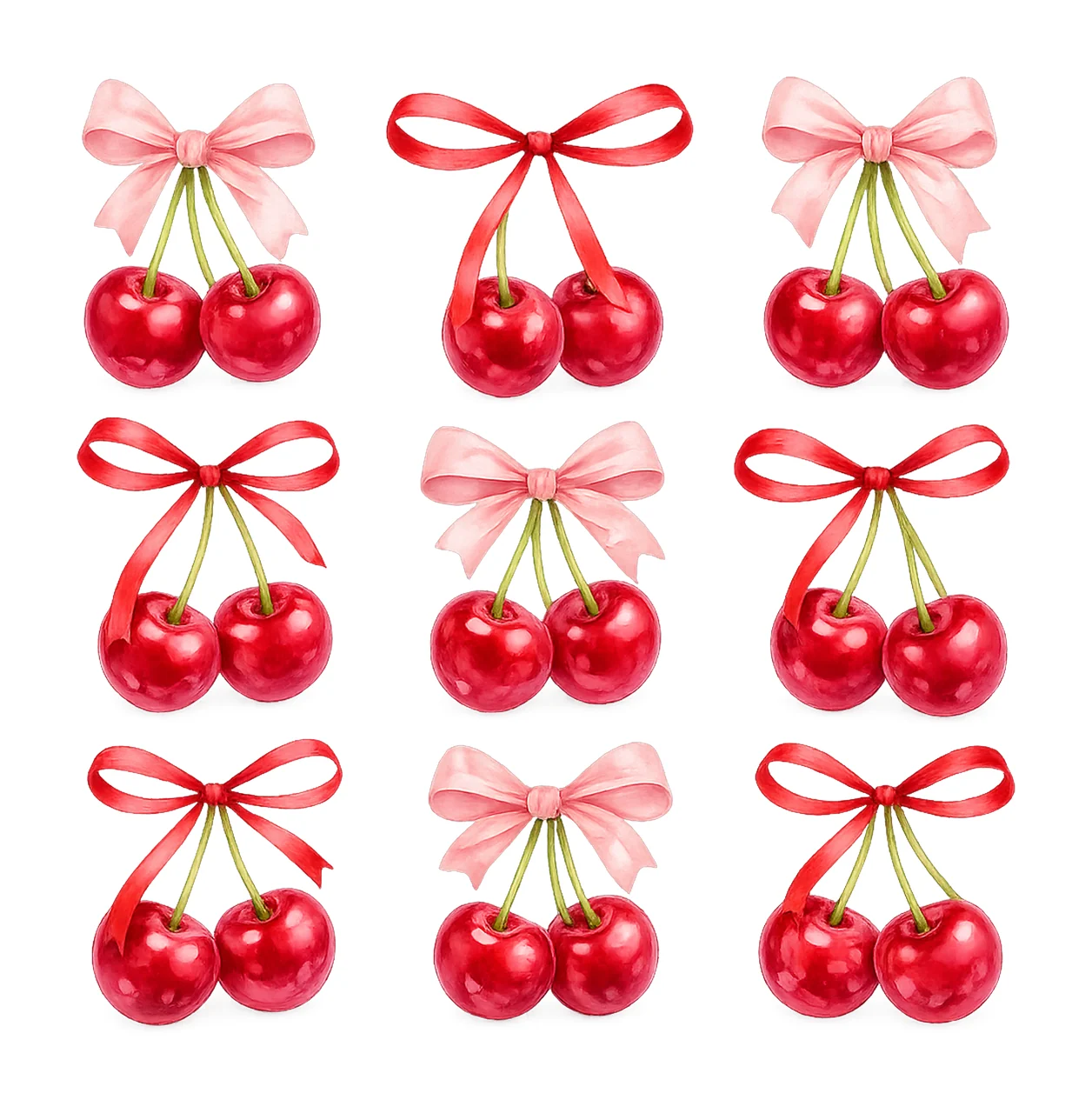 Cherries Coquette Bows Cute Fruit Artwork Bow Sublimation