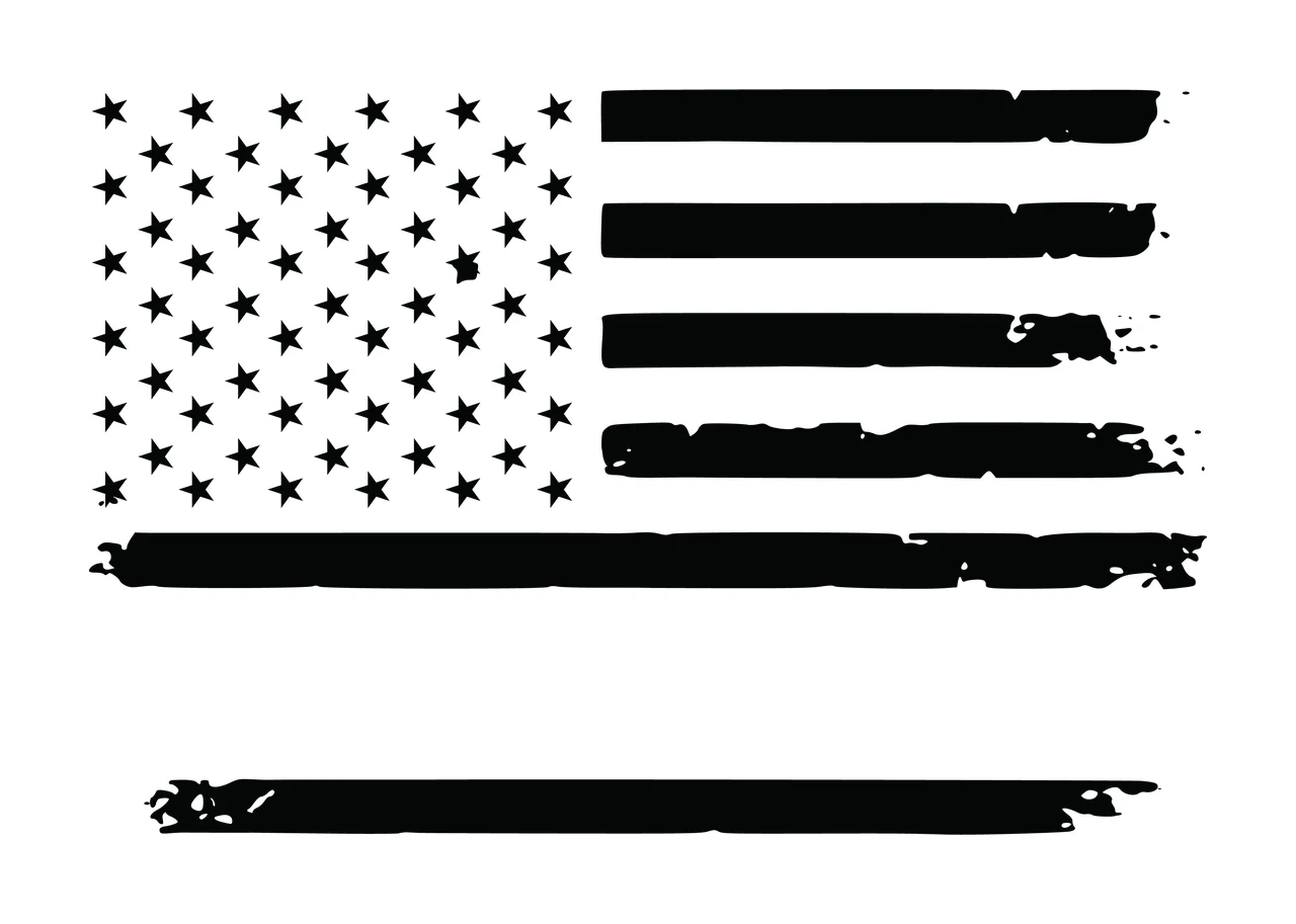 Flag Horizontal Graphic With Stars And Two Distressed stripes