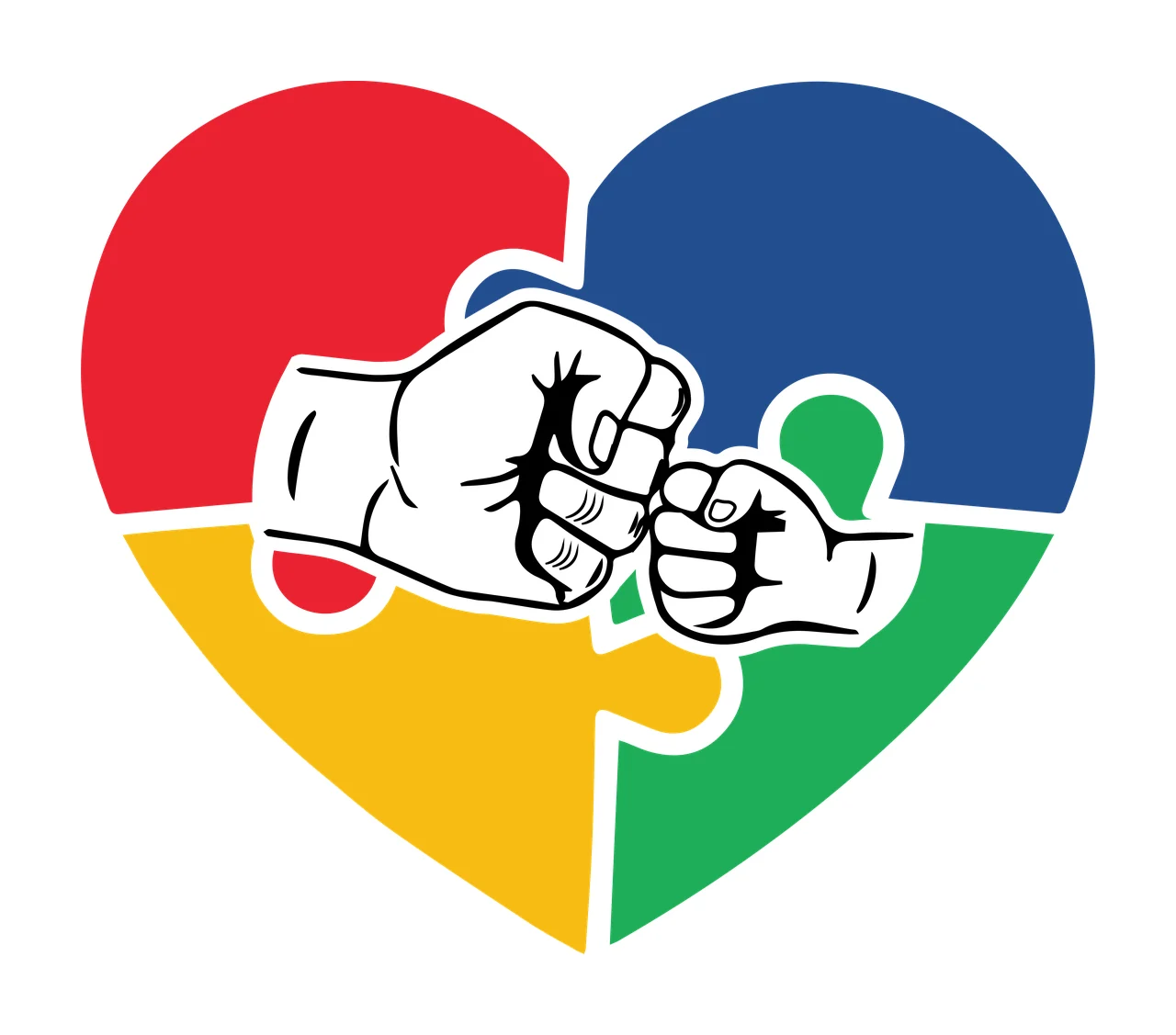 Fist Heart Jigsaw Puzzle With Bump and fists pieces black white