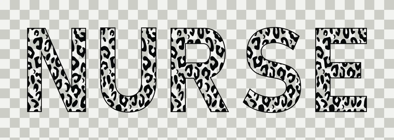 Nurse Word With Black And White Intricate Pattern typography transparency and detail preview thumbnail