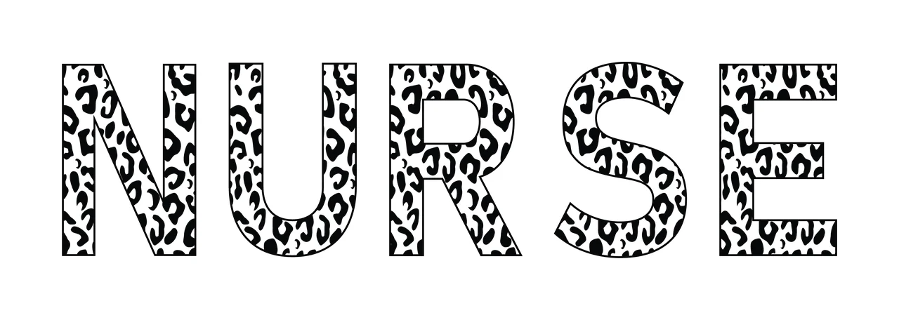Nurse Word With Black And White Intricate Pattern typography