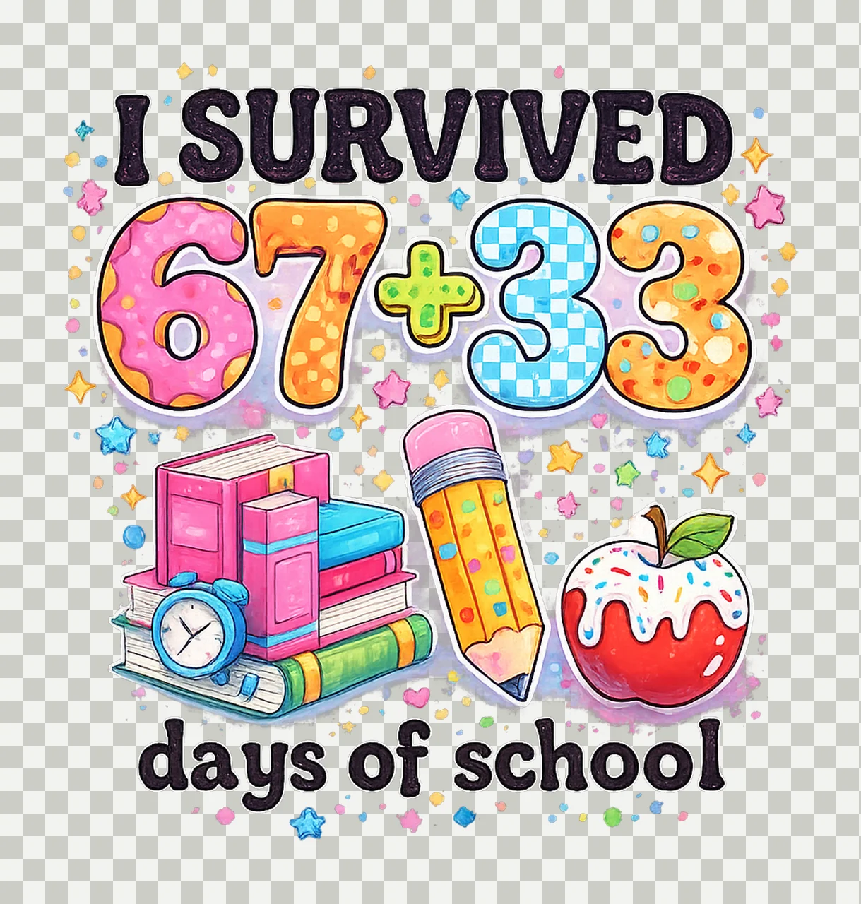 Survived 100 Days Of School 67 Days Of School Teac Digital transparency and detail preview thumbnail