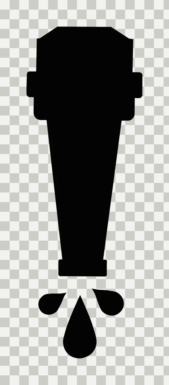 Black Silhouette Of A Spray Nozzle With Liquid Dispensing drops transparency and detail preview thumbnail