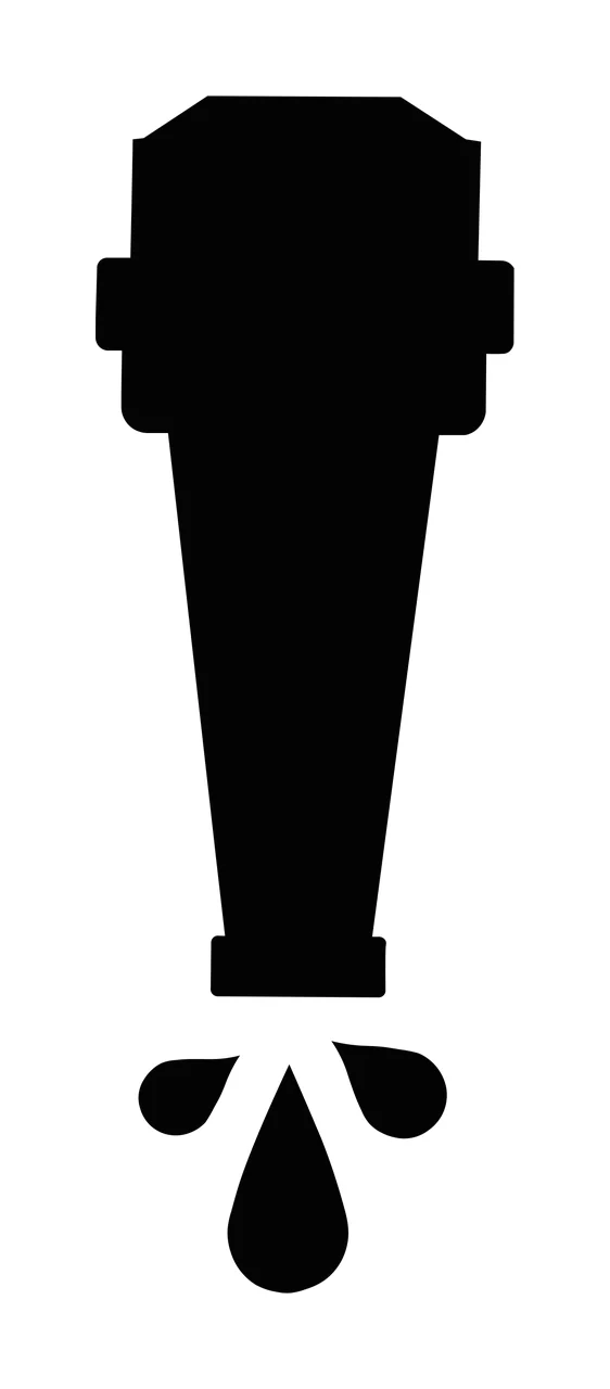 Black Silhouette Of A Spray Nozzle With Liquid Dispensing drops