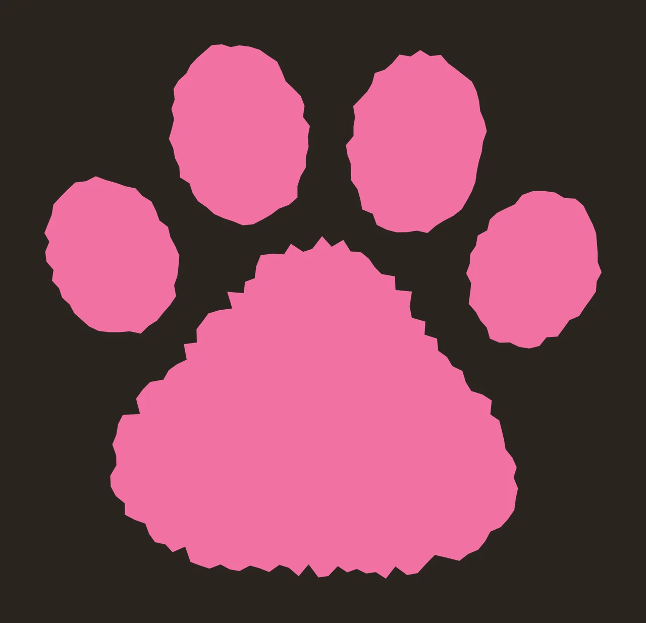 Jagged Edge Black Animal Paw Print four toes palm pad rough silhouette contrast preview thumbnail
