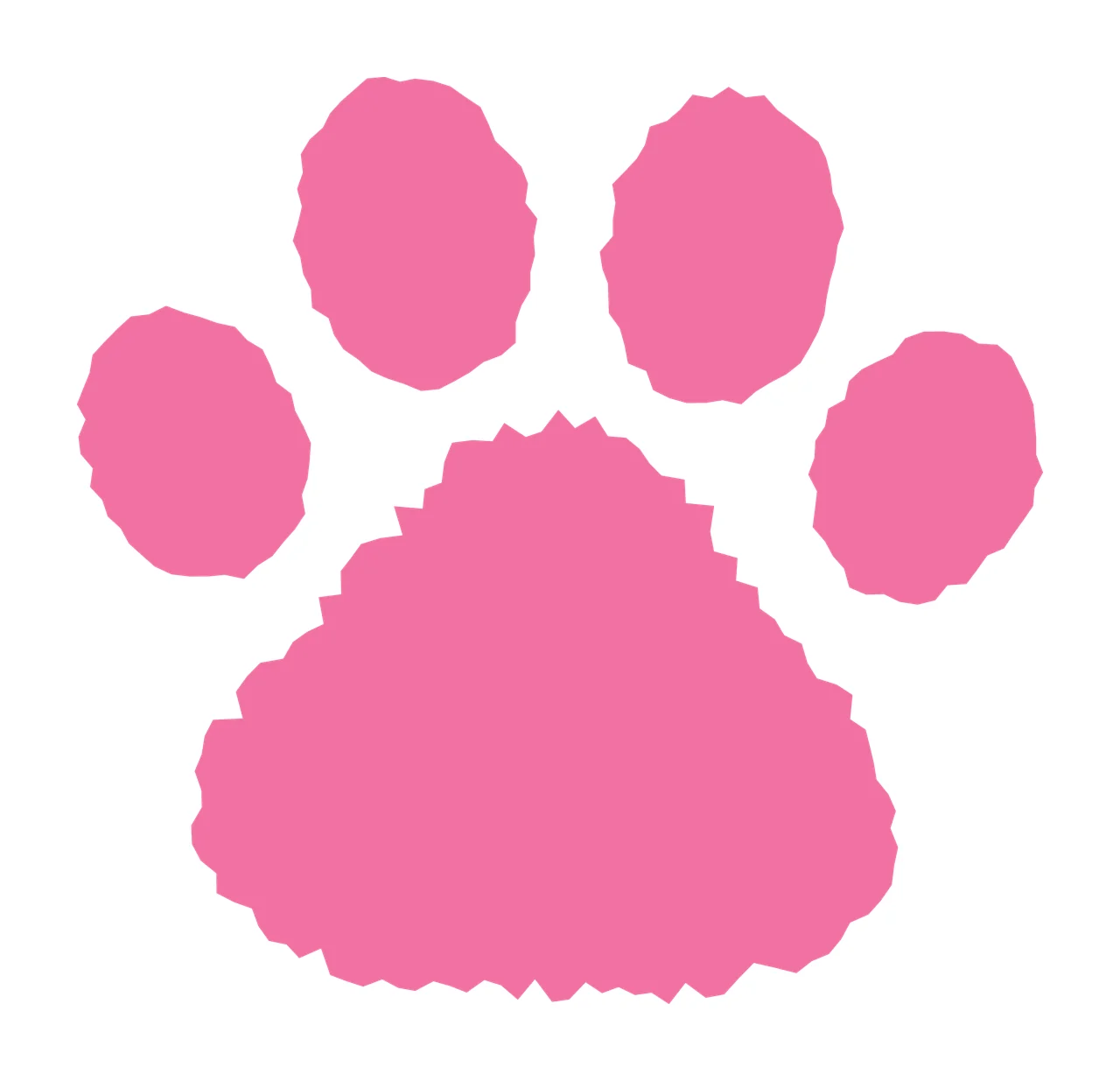 Jagged Edge Black Animal Paw Print four toes palm pad rough silhouette