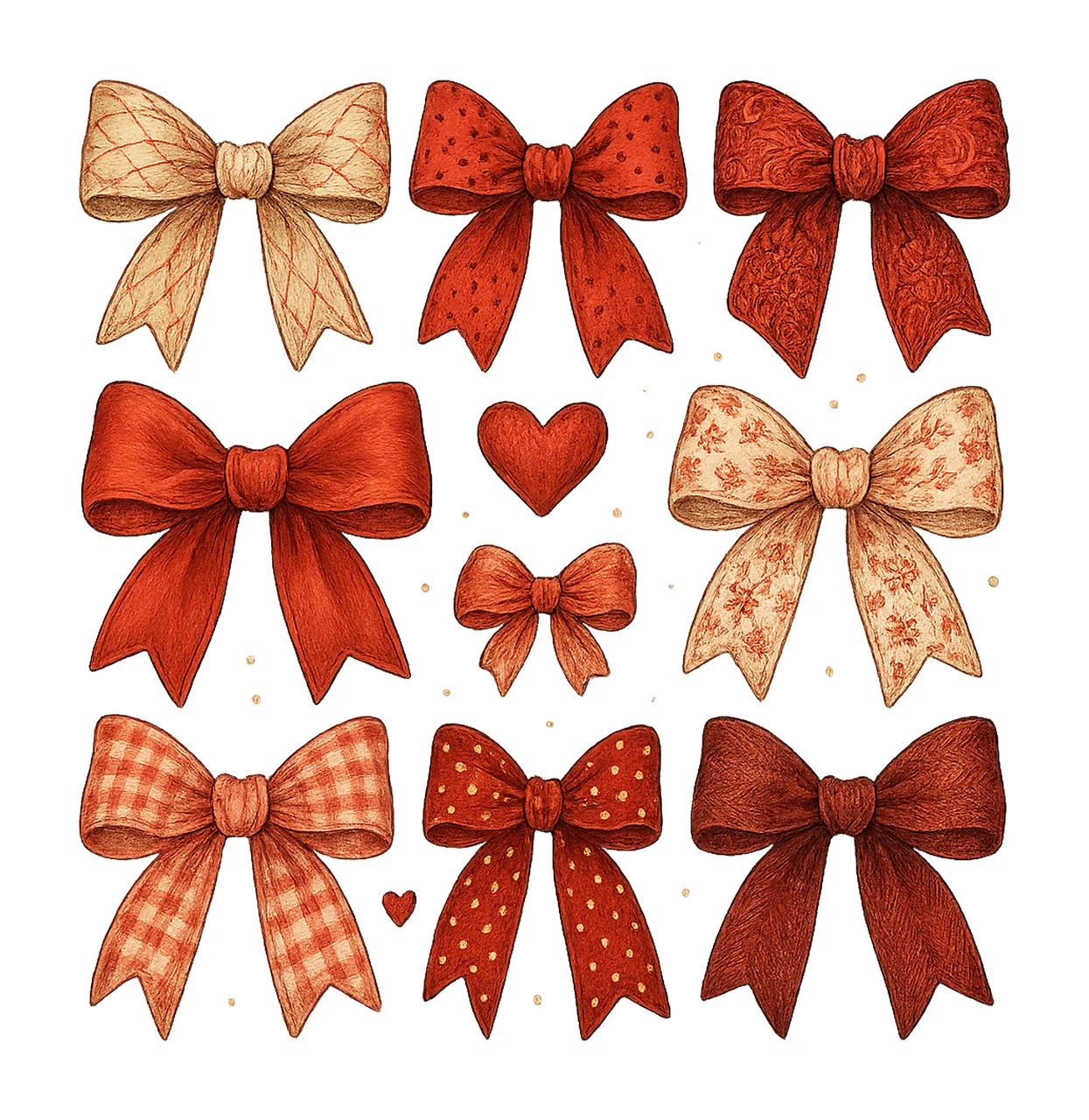 Valentine Coquette Bows 3x3 Grid Design Trendy Valentine DTF