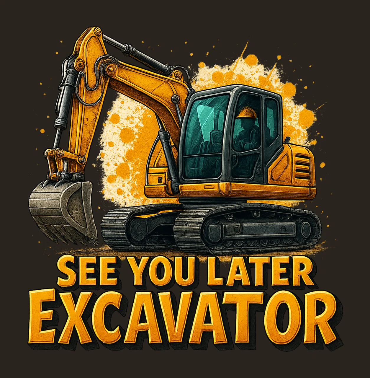 Excavator Sublimation Design Construction Vehicle Artwork contrast preview thumbnail