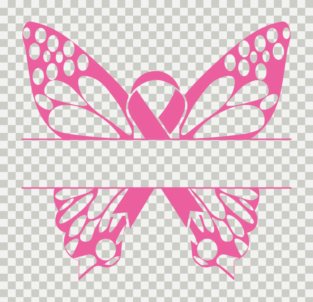 Ribbon Butterfly Awareness Name Plate Silhouette wings frame transparency and detail preview thumbnail
