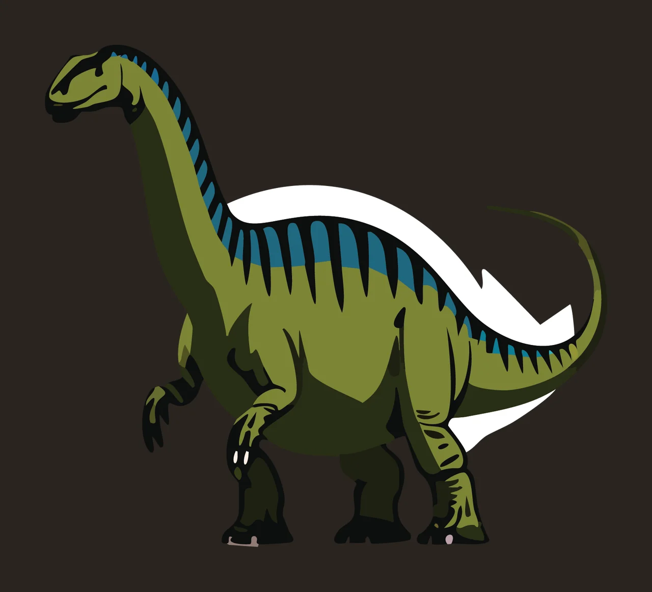 Dinosaur Long Neck Silhouette In Profile stand engraved black contrast preview thumbnail