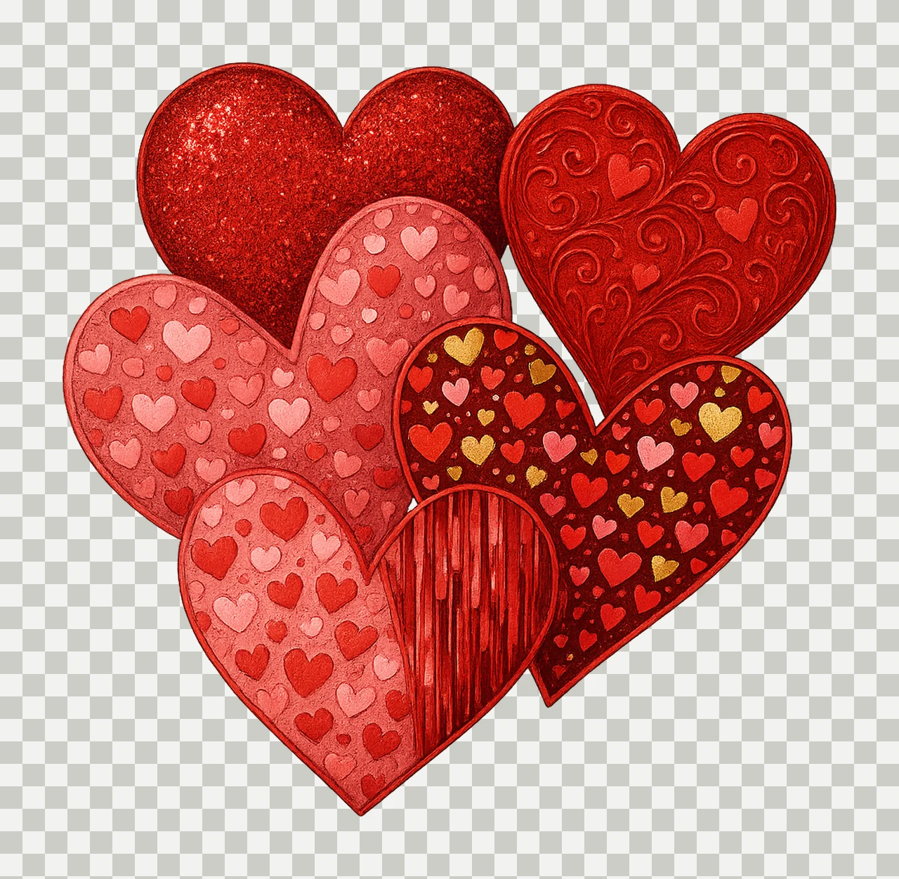 Sparkly Valentines Day Hearts Sequins Glitter Design transparency and detail preview thumbnail